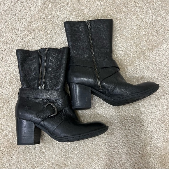 Born Women’s Black Leather Zip Heeled Boots Size 7, 38 D17303 Side Zip, - Picture 16 of 16
